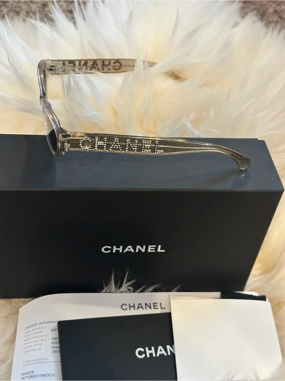 CHANEL Clear Frame Rectangle Sunglasses